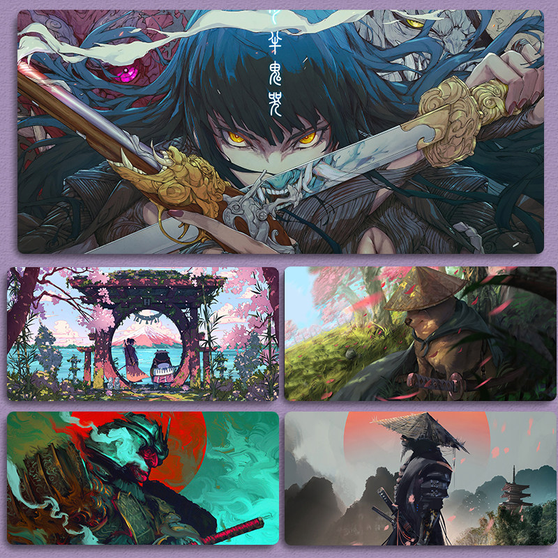 动漫刀客鼠标垫超大男生二次元游戏电竞加厚键盘垫护腕办公桌面垫