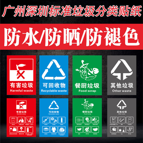 垃圾分类标识贴纸防水防晒标签