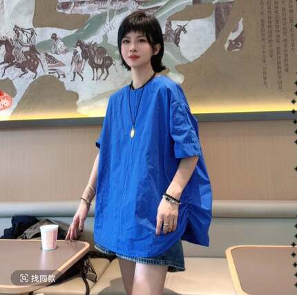韩系设计感个性短袖T恤衫女2026夏宽松显瘦慵懒风大版上衣小衫薄