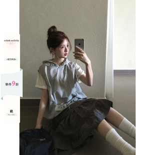 CCKOK 浅灰色机能感连帽背心2026夏季新款运动宽松休闲薄款外套女