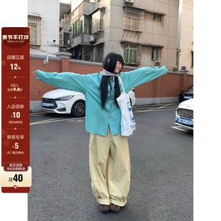 CCKOK2026早春新品韩系通勤穿搭 薄荷蓝绿小格纹100%棉衬衫女