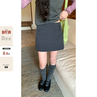 短裙女 深灰中低腰西装 CCKOK春夏新品 韩系通勤俏皮减龄