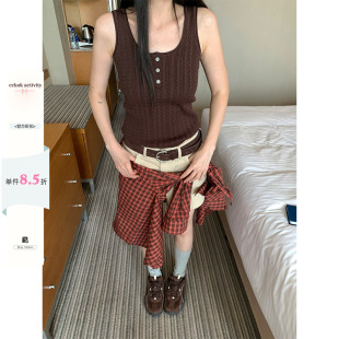 CCKOK 高品质纯色麻花针织背心2026夏季新款修身打底内搭外穿女