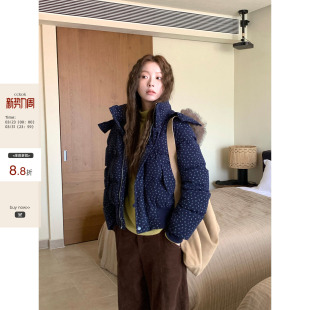 冬季 CCKOK韩系通勤 灯芯绒小碎花可拆卸帽子短外套棉服女 现货