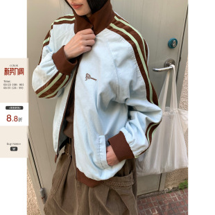 早春韩系通勤温柔风 CCKOK 撞色织带运动风灯芯绒外套女 现货