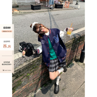 重工撞色棒球服秋季 现货 CCKOK 街头学院风减龄夹克外套女 美式