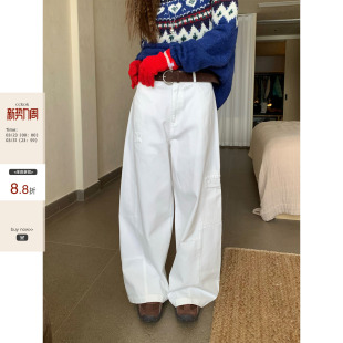 CCKOK 女 秋冬韩系气质高级感宽松梨形身材纯色日系弯刀阔腿休闲裤