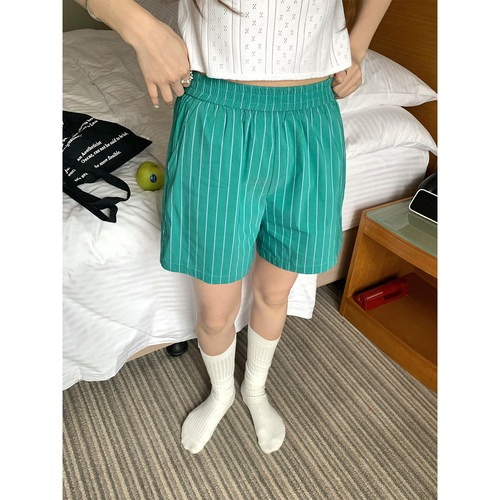 CCKOK夏日简约竖条纹休闲短裤