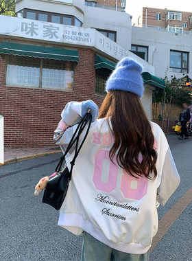 【现货】CCKOK 芭蕾运动风拼接缎面棒球服秋冬韩版宽松夹克外套女