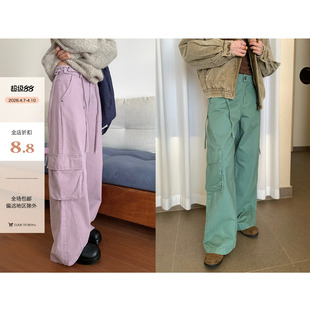 新品 冬季 现货 女 两侧绑带纯色工装 休闲裤 韩系穿搭气质通勤