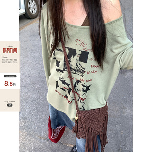 套头上衣女 2026春夏新款 CCKOK 板画印花酥麻爽棉微透感宽松罩衫