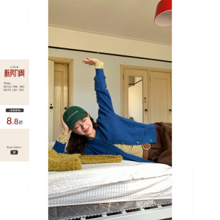 新款 2025秋季 温柔软糯毛衣外套女 撞色纽扣马海毛薄针织开衫 CCKOK