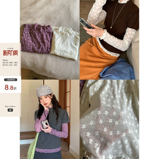 女 韩女系通勤气质小花透视蕾丝半高领打底衫 CCKOK 春夏新品