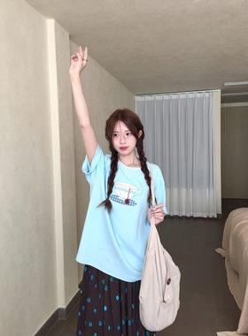 贴布绣茶杯T恤短袖小众减龄短袖