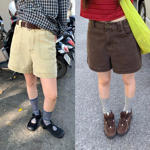 CCKOK 洗褪超柔质感100%棉休闲短裤2026春夏新款直筒阔腿五分裤女