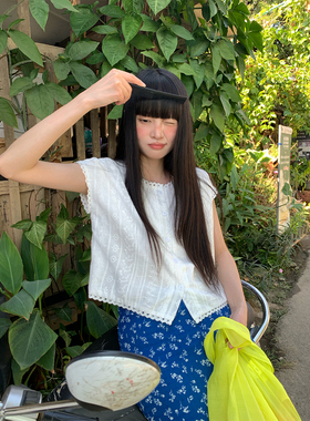 CCKOK 白色精致提花钩花短袖上衣2026春夏新款法式小众短款外套女