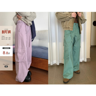 新品 冬季 韩系穿搭气质通勤 两侧绑带纯色工装 女 休闲裤 现货