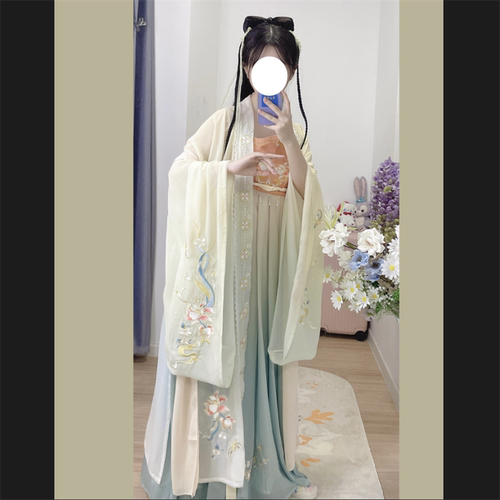 锦绣辞春夏款雪纺重工刺绣诃子裙