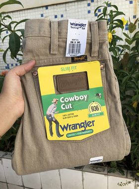 现货13.75美国正品wrangler威格高腰修身牛仔裤男纯棉无弹936tan