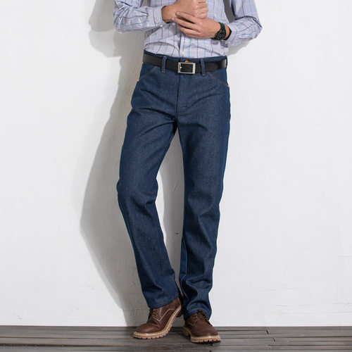 高腰直筒未脱浆原牛纯棉无弹仔裤