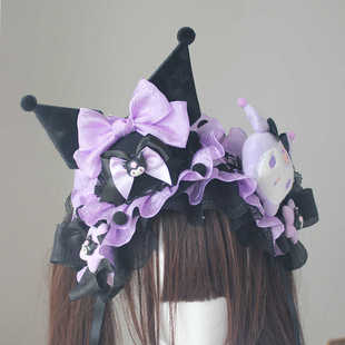 黑紫色恶魔甜酷少女发饰lolita头饰cosplay漫展可爱库洛米Kuromi