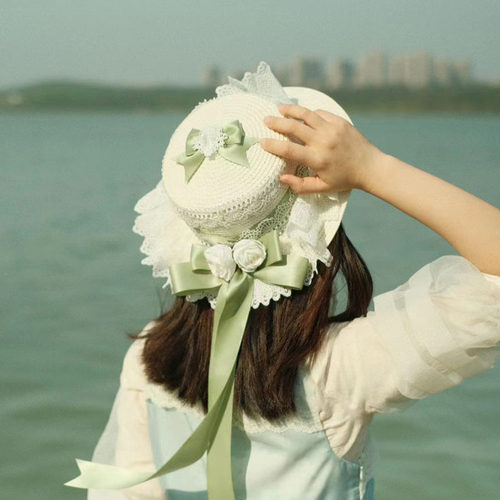 lolita森系少女花朵洛丽塔草帽