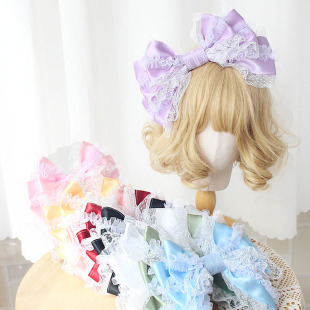 原创手作多色芭蕾风蕾丝发箍顶夹公主风lolita恋姬心情限定小物KC