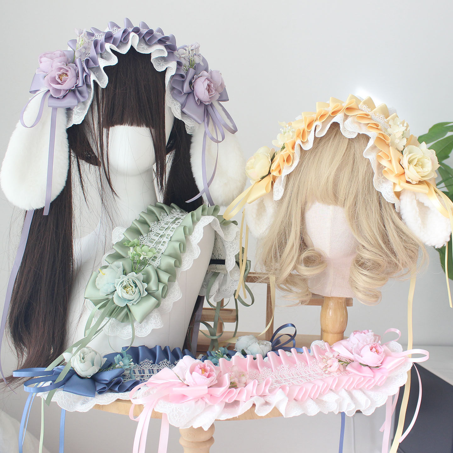 原创手作汉洋折衷发带 可拆卸兔耳 羊耳 lolita花朵发饰小物头饰,模玩/动漫/周边/娃圈三坑/桌游,lolita洛丽塔配饰小物/道具,淘宝优惠券,粉丝福利购,淘宝优惠卷