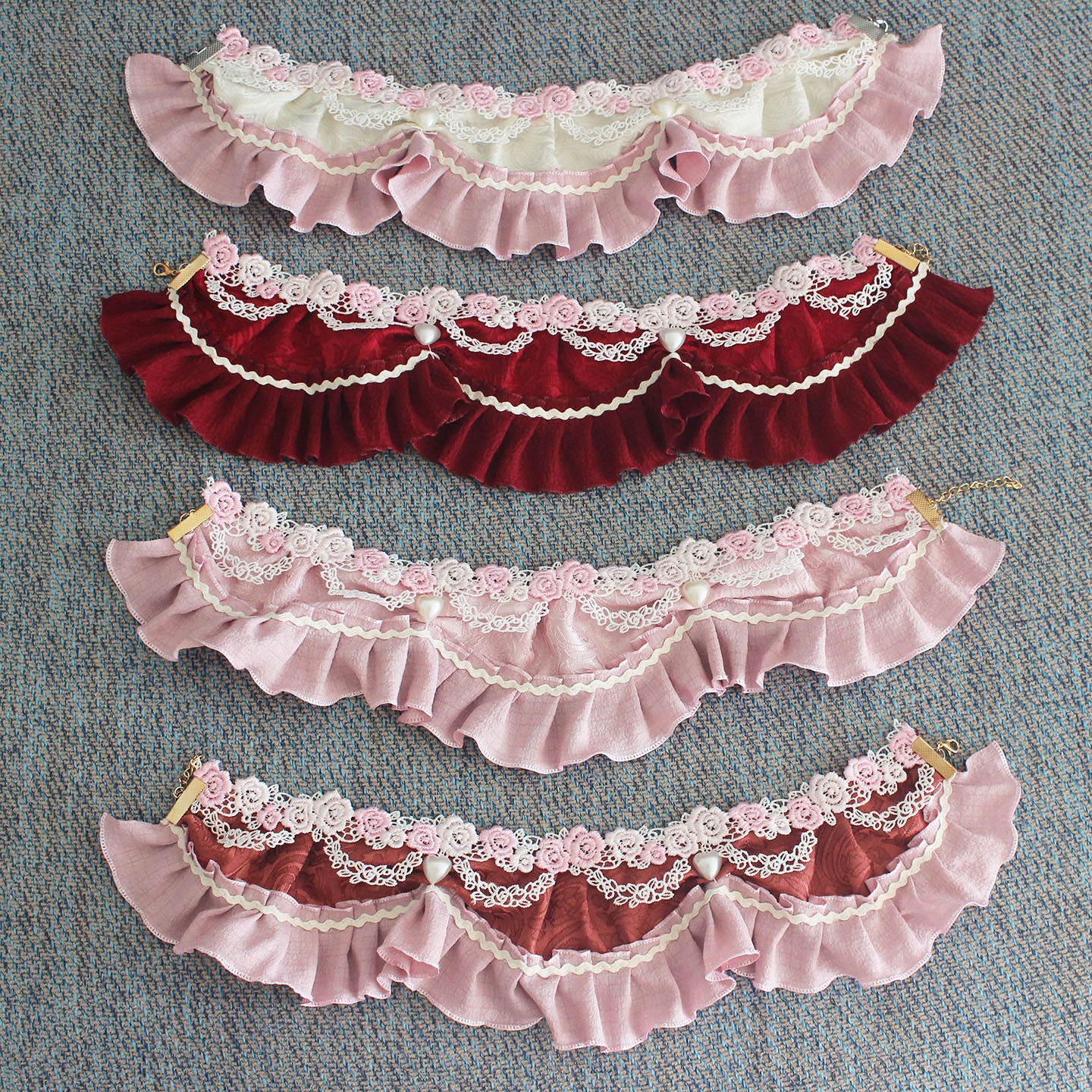 古董蛋糕手作颈链Lolita茶会超华丽褶皱蕾丝颈饰洛丽塔小物配饰