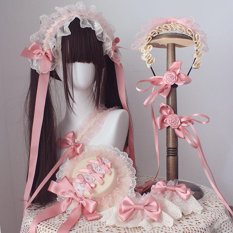 生成粉配色lolita小物套装