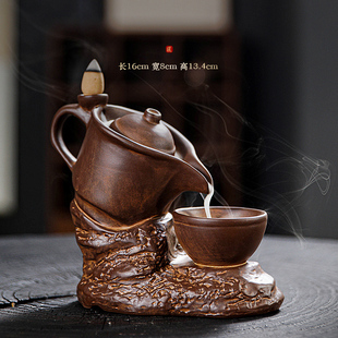 新侧壶流香炉 红陶复古观烟香炉 禅意家居室内玄关书架茶桌摆件