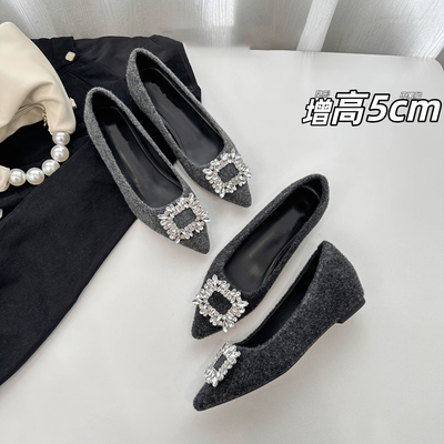 银泰百货毛毛单鞋女内增高浅口