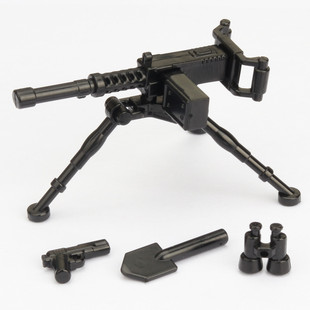 益智积木军事人仔美军M1921勃朗宁M2重型机枪人偶武器装备配件