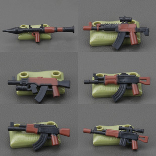 军事人偶第三方俄军特种兵人阿尔法AK47双色武器RPG积木配件装备