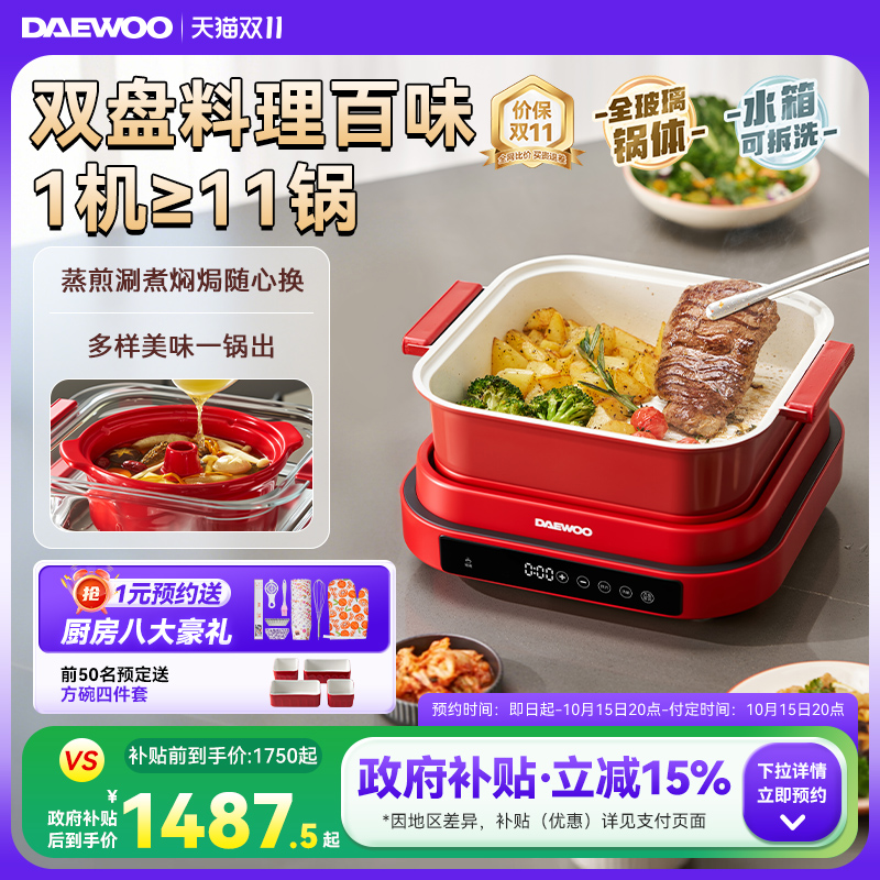 煎炸蒸煮焖焗烤双盘料理锅