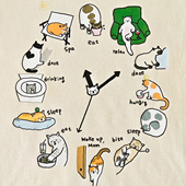 T恤｜猫 一天 不自律版 长袖 ｜插画师糯糯熔岩合作280g长袖