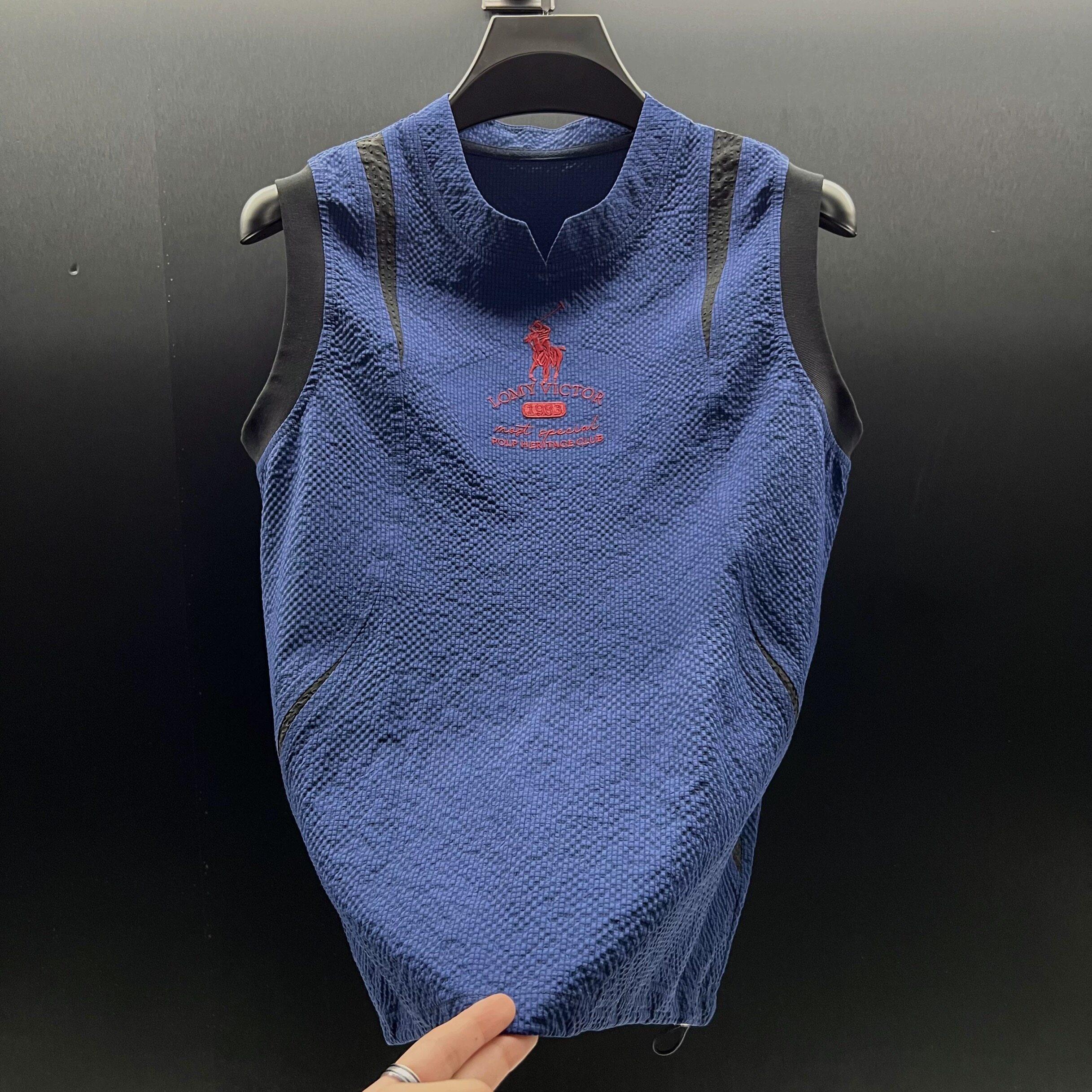 夏季新款韩版男士冰丝背心时尚潮流百搭休闲运动无袖坎肩男装上衣