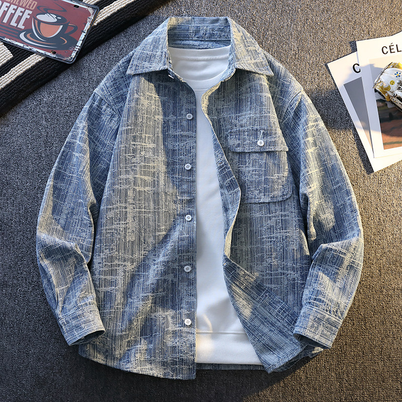 衬衫式牛仔外套男款薄款夏季潮流翻领宽松上衣服春秋款青少年夹克图片