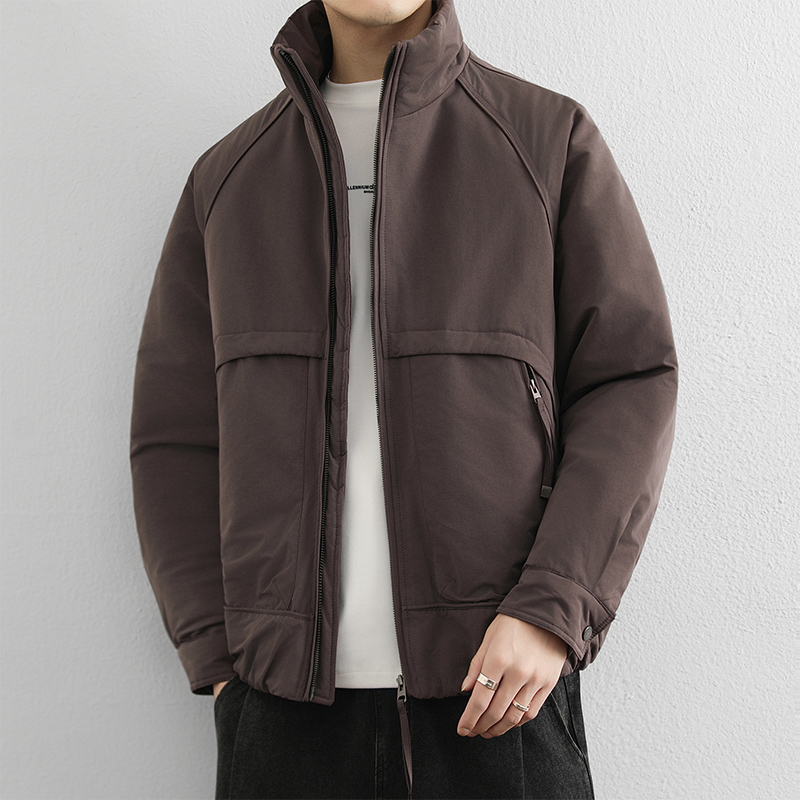 二棉立领外套男士秋冬季2025新款棉袄加棉加厚工装夹克男棉服上衣