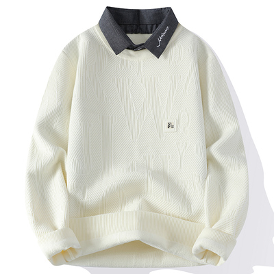 高级感毛衣男秋冬季2025新款衬衫领针织打底衫男加绒加厚保暖衣服