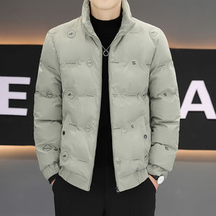 美式 复古格子翻领羽绒服男轻薄加厚保暖外套青年休闲潮牌棉服冬装