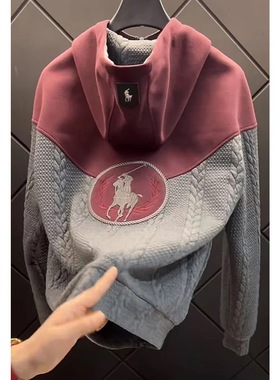 欧洲站高奢撞色拼接夹克男春秋设计感痞帅美式高级感刺绣外套男装