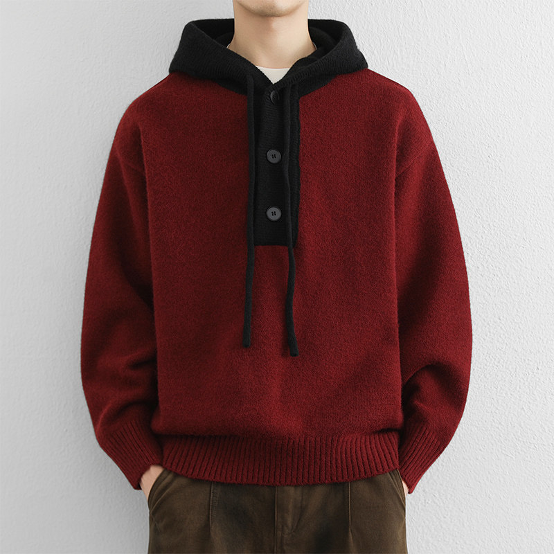 高级感连帽毛衣男秋冬季新款加厚保暖针织衫纽扣上衣打底衫毛线衣,男装,针织衫/毛衣,淘宝优惠券,粉丝福利购,淘宝优惠卷