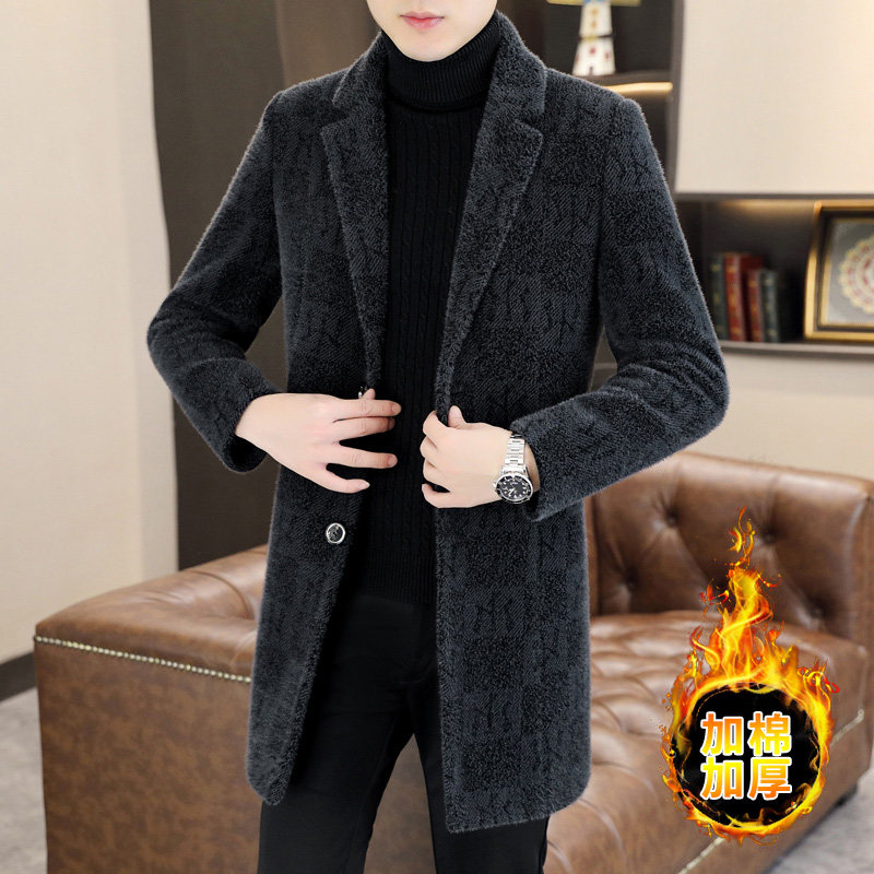 中长款毛呢大衣男秋冬季加棉加厚西装领呢子风衣高级感金貂绒外套,男装,毛呢大衣,淘宝优惠券,粉丝福利购,淘宝优惠卷