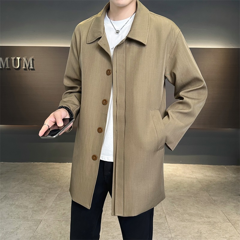 夹克外套男2025春秋季潮牌高级感中长款风衣青年时尚休闲秋装上衣