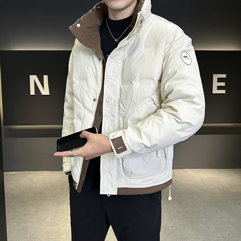 轻薄羽绒服男士冬季2025潮牌高端痞帅短款立领加厚保暖白鸭绒外套