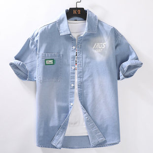 牛仔外套夏季薄款高初中学生青少年男装帅气学生夹克衬衫短袖潮牌