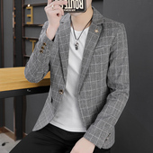 春秋季 格子休闲小西装 外套2025新款 西服男士 韩版 潮流爆款 男装 上衣