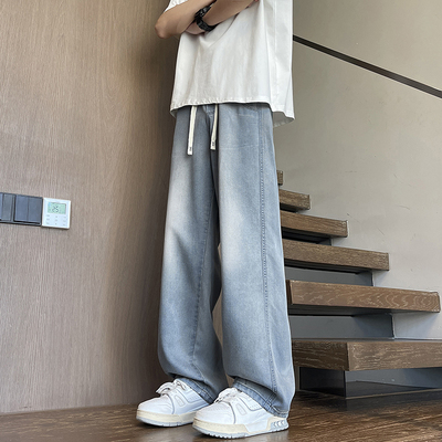 男童牛仔裤夏季冰丝薄款2026新款直筒宽松夏天男生阔腿休闲长裤子