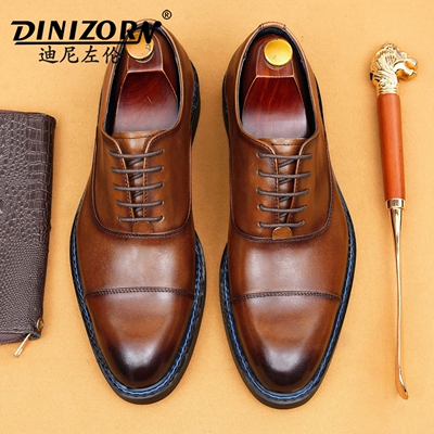 皮鞋男款2025新款商务正装结婚新郎牛津鞋英伦高级真皮三接头男鞋